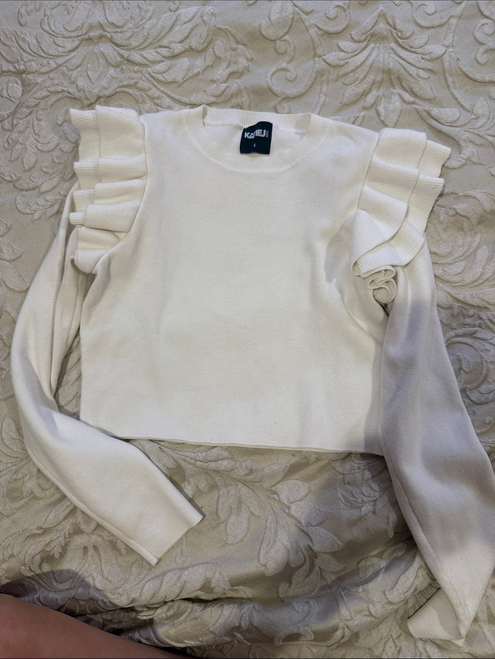 katiejnyc girls tween top ruffle sleve junior size small long sleeve